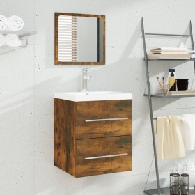 Mueble de baño con lavabo madera contrachapada roble ahumado de vidaXL, Tocadores de baño - Ref: Foro24-3114168, Precio: 125,...