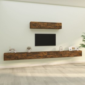 TV furniture set 6 pieces smoked oak plywood by vidaXL, TV Furniture - Ref: Foro24-3114611, Price: 269,49 €, Discount: %