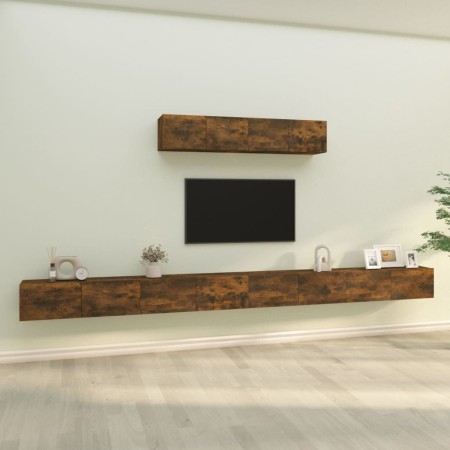 TV furniture set 6 pieces smoked oak plywood by vidaXL, TV Furniture - Ref: Foro24-3114611, Price: 267,43 €, Discount: %