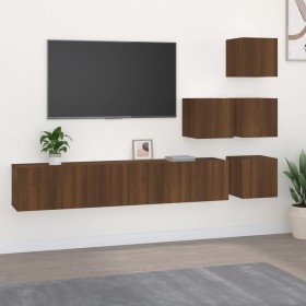 Brown oak plywood TV wall cabinet by vidaXL, TV Furniture - Ref: Foro24-3114581, Price: 166,73 €, Discount: %