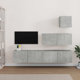 TV furniture set 4 pieces concrete gray plywood by vidaXL, TV Furniture - Ref: Foro24-3114649, Price: 132,74 €, Discount: %