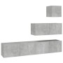 TV-Möbelset 4-teilig betongraues Sperrholz von vidaXL, TV-Möbel - Ref: Foro24-3114649, Preis: 134,93 €, Rabatt: %