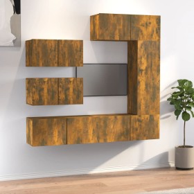 TV furniture set 6 pieces smoked oak plywood by vidaXL, TV Furniture - Ref: Foro24-3114555, Price: 208,46 €, Discount: %