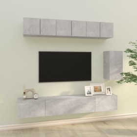 TV-Möbelset 6-teilig betongraues Sperrholz von vidaXL, TV-Möbel - Ref: Foro24-3114617, Preis: 210,44 €, Rabatt: %