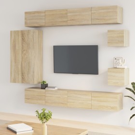 Set de muebles para TV 8 pzas madera contrachapada roble Sonoma de vidaXL, Muebles TV - Ref: Foro24-3114496, Precio: 415,09 €...