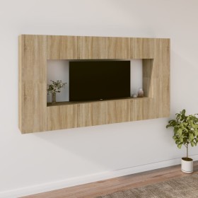 TV furniture set 8 pieces Sonoma oak plywood by vidaXL, TV Furniture - Ref: Foro24-3114288, Price: 242,57 €, Discount: %