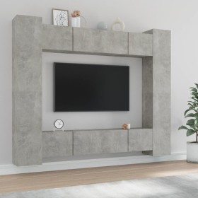 TV furniture set, 8 pieces, gray concrete plywood by vidaXL, TV Furniture - Ref: Foro24-3114233, Price: 351,99 €, Discount: %