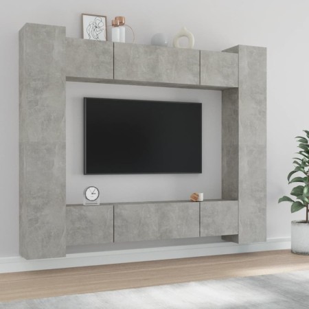 TV furniture set, 8 pieces, gray concrete plywood by vidaXL, TV Furniture - Ref: Foro24-3114233, Price: 357,70 €, Discount: %