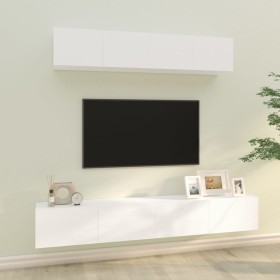 Set de muebles para TV 4 piezas madera contrachapada blanco de vidaXL, Muebles TV - Ref: Foro24-3114534, Precio: 209,11 €, De...