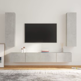 TV furniture set 4 pieces concrete gray plywood by vidaXL, TV Furniture - Ref: Foro24-3114209, Price: 193,72 €, Discount: %