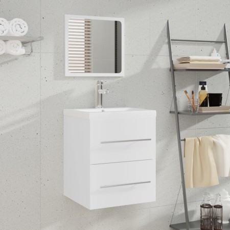 Mueble de baño con lavabo madera contrachapada blanco de vidaXL, Tocadores de baño - Ref: Foro24-3114163, Precio: 129,08 €, D...