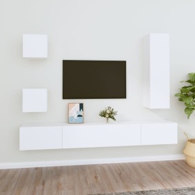 5-piece white plywood TV furniture set by vidaXL, TV Furniture - Ref: Foro24-3114446, Price: 200,48 €, Discount: %