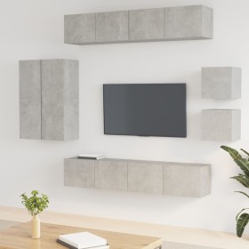 TV-Möbelset 8-teilig aus betongrauem Sperrholz von vidaXL, TV-Möbel - Ref: Foro24-3114489, Preis: 265,24 €, Rabatt: %