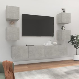 TV-Möbelset 6-teilig betongraues Sperrholz von vidaXL, TV-Möbel - Ref: Foro24-3114257, Preis: 141,99 €, Rabatt: %