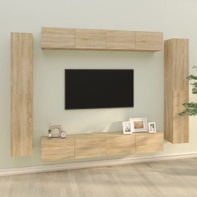 TV furniture set 8 pieces Sonoma oak plywood by vidaXL, TV Furniture - Ref: Foro24-3114296, Price: 460,99 €, Discount: %