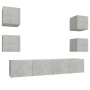 TV furniture set 6 pieces concrete gray plywood by vidaXL, TV Furniture - Ref: Foro24-3114257, Price: 154,25 €, Discount: %