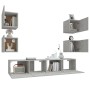 TV furniture set 6 pieces concrete gray plywood by vidaXL, TV Furniture - Ref: Foro24-3114257, Price: 154,25 €, Discount: %