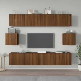 TV furniture set 6 pieces brown oak plywood by vidaXL, TV Furniture - Ref: Foro24-3114365, Price: 225,41 €, Discount: %