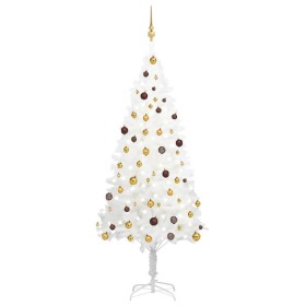 Árbol de Navidad preiluminado con luces y bolas blanco 210 cm de vidaXL, Arboles de navidad - Ref: Foro24-3077549, Precio: 18...