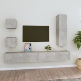 TV furniture set 5 pieces concrete gray plywood by vidaXL, TV Furniture - Ref: Foro24-3114449, Price: 197,29 €, Discount: %