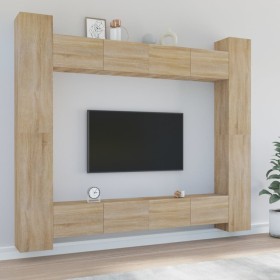 TV furniture set 8 pieces Sonoma oak plywood by vidaXL, TV Furniture - Ref: Foro24-3114240, Price: 444,72 €, Discount: %