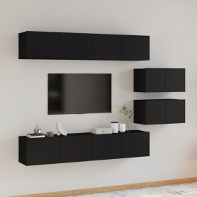 Set de muebles para TV 6 piezas madera contrachapada negro de vidaXL, Muebles TV - Ref: Foro24-3114599, Precio: 267,03 €, Des...