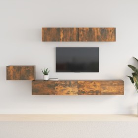 TV furniture set 5 pieces smoked oak plywood by vidaXL, TV Furniture - Ref: Foro24-3114435, Price: 213,72 €, Discount: %