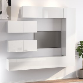 TV-Möbelset 7-teilig aus glänzend weißem Sperrholz von vidaXL, TV-Möbel - Ref: Foro24-3114562, Preis: 307,99 €, Rabatt: %