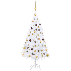 Árbol de Navidad preiluminado con luces y bolas blanco 150 cm de vidaXL, Arboles de navidad - Ref: Foro24-3077540, Precio: 62...