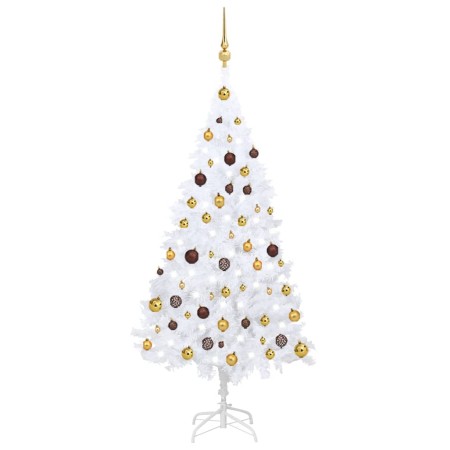 Árbol de Navidad preiluminado con luces y bolas blanco 150 cm de vidaXL, Arboles de navidad - Ref: Foro24-3077540, Precio: 76...