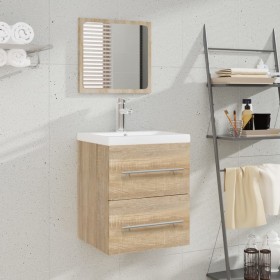 Oak-colored plywood bathroom cabinet with sink by vidaXL, bathroom vanities - Ref: Foro24-3114165, Price: 146,64 €, Discount: %