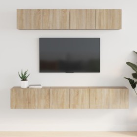 TV furniture set, 5 pieces, oak Sonoma plywood. by vidaXL, TV Furniture - Ref: Foro24-3114424, Price: 147,21 €, Discount: %