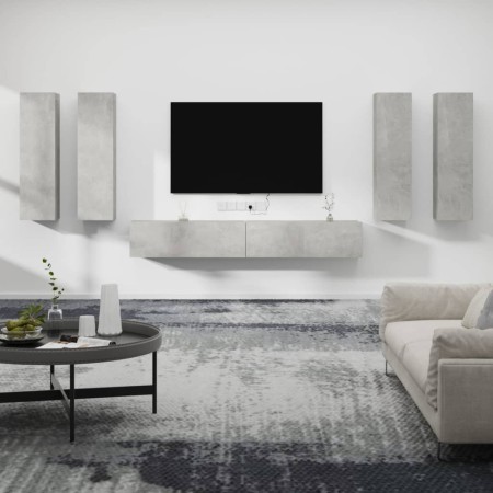 TV furniture set 6 pieces concrete gray plywood by vidaXL, TV Furniture - Ref: Foro24-3114353, Price: 286,99 €, Discount: %