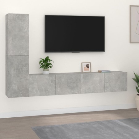 TV-Möbelset 4-teilig betongraues Sperrholz von vidaXL, TV-Möbel - Ref: Foro24-3114313, Preis: 120,08 €, Rabatt: %