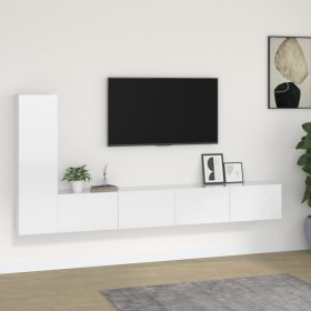 Set de muebles de TV 3 pzas madera contrachapada blanco brillo de vidaXL, Muebles TV - Ref: Foro24-3114322, Precio: 158,99 €,...