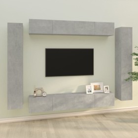 TV-Möbelset 8-teilig aus betongrauem Sperrholz von vidaXL, TV-Möbel - Ref: Foro24-3114297, Preis: 447,99 €, Rabatt: %