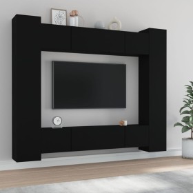 TV furniture set, 8 pieces, black plywood. by vidaXL, TV Furniture - Ref: Foro24-3114231, Price: 362,46 €, Discount: %