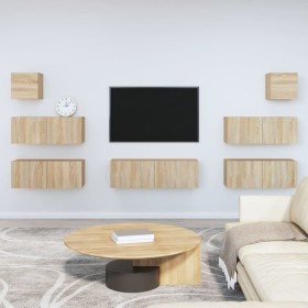 TV furniture set 7 pieces Sonoma oak plywood by vidaXL, TV Furniture - Ref: Foro24-3114544, Price: 208,29 €, Discount: %