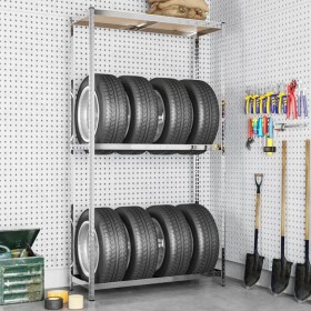 Tire rack 2 levels steel silver 110x40x180 cm by vidaXL, Industrial shelving - Ref: Foro24-152893, Price: 75,61 €, Discount: %