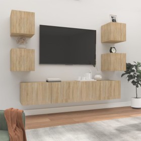 TV furniture set 6 pieces sonoma oak plywood by vidaXL, TV Furniture - Ref: Foro24-3114256, Price: 145,19 €, Discount: %