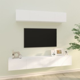 White plywood 4-piece TV furniture set by vidaXL, TV Furniture - Ref: Foro24-3114526, Price: 149,41 €, Discount: %