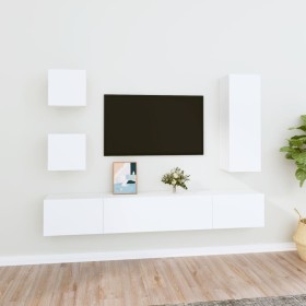 5-piece white plywood TV furniture set by vidaXL, TV Furniture - Ref: Foro24-3114438, Price: 214,17 €, Discount: %