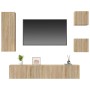 TV furniture set 5 pieces Sonoma oak plywood by vidaXL, TV Furniture - Ref: Foro24-3114440, Price: 150,72 €, Discount: %