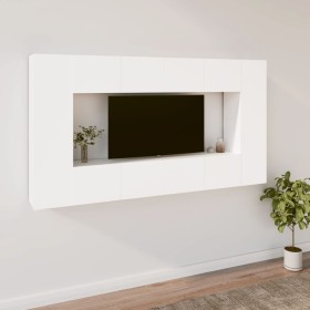 TV furniture set, 8 pieces, white plywood by vidaXL, TV Furniture - Ref: Foro24-3114286, Price: 277,96 €, Discount: %