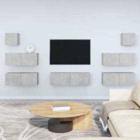 TV furniture set 7 pieces concrete gray plywood by vidaXL, TV Furniture - Ref: Foro24-3114545, Price: 197,08 €, Discount: %