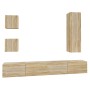 TV furniture set 5 pieces Sonoma oak plywood by vidaXL, TV Furniture - Ref: Foro24-3114448, Price: 210,99 €, Discount: %