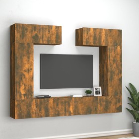 TV furniture set 6 pieces smoked oak plywood by vidaXL, TV Furniture - Ref: Foro24-3114467, Price: 259,99 €, Discount: %