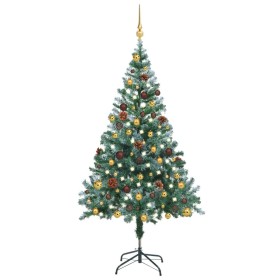 Árbol de Navidad helado con luces LED, bolas y piñas 150 cm de vidaXL, Arboles de navidad - Ref: Foro24-3077527, Precio: 55,9...