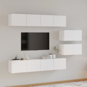 TV furniture set 6 pieces glossy white plywood by vidaXL, TV Furniture - Ref: Foro24-3114602, Price: 240,89 €, Discount: %