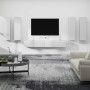 TV furniture set 6 pieces glossy white plywood by vidaXL, TV Furniture - Ref: Foro24-3114354, Price: 307,99 €, Discount: %